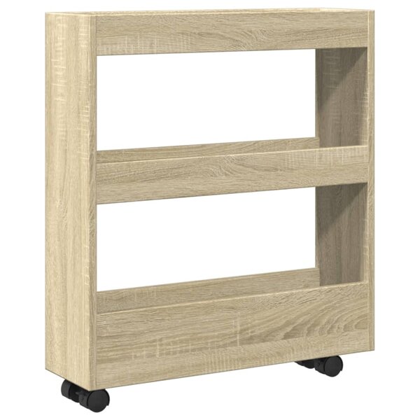 vidaXL Chariot de rangement étroit 3 niveaux chêne sonoma