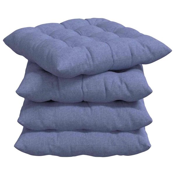 vidaXL Coussins de siège 4 pc Tissu Bleu denim 40 x 40 x 6 cm