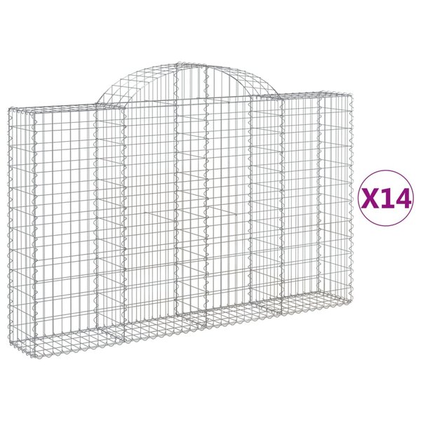vidaXL Paniers à gabions arqués 14 Pièces 200x30x120/140 cm Fer galvanisé