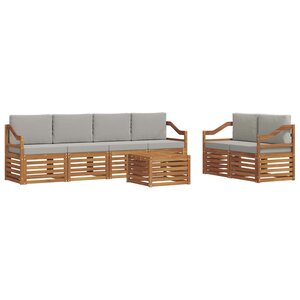 vidaXL Ensemble de canapés d'extérieur 7 Pièces Gris Naturel et Clair