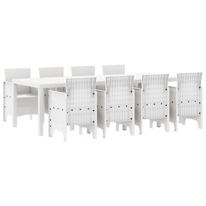 vidaXL Ensemble de Salle à Manger 9 Pièces de Jardin Gris Clair Poly Rotin