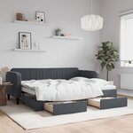 vidaXL Lit de jour avec gigogne et tiroirs sans matelas 80x200 cm