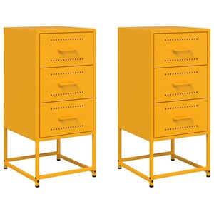 vidaXL Tables de chevet 2 Pièces jaune moutarde 36x39x78 cm acier