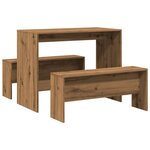 vidaXL Ensemble table à manger et bancs 3 Pièces bois d'ingénierie