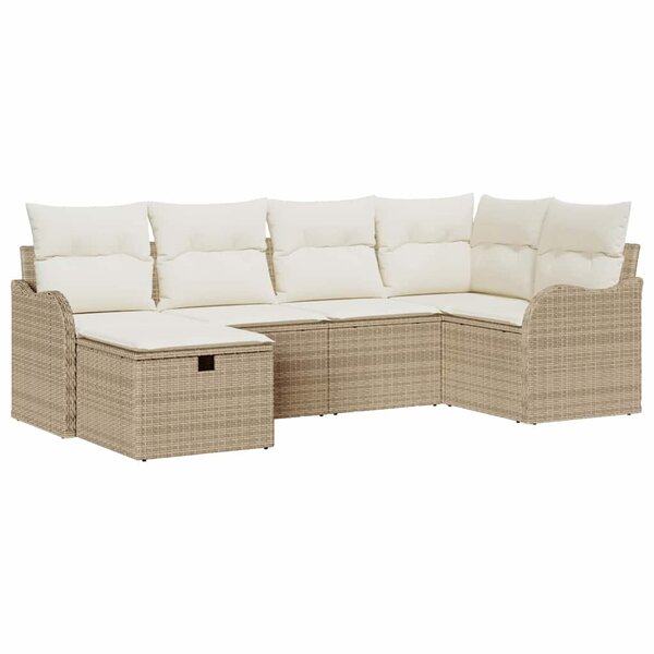 vidaXL Ensemble de canapé de jardin 6 Pièces beige et crème Poly rotin