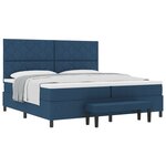 vidaXL Lit à ressort avec matelas et banc bleu 200x200 cm en tissu