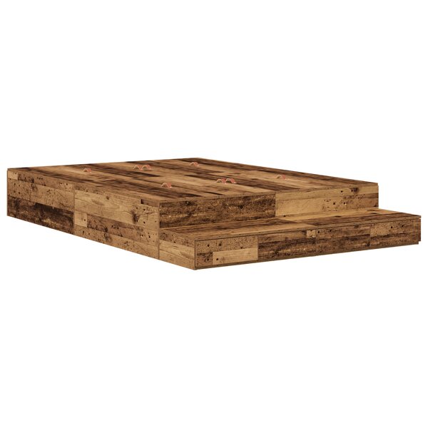 vidaXL Cadre de lit avec rangement vieux bois 160x200 cm