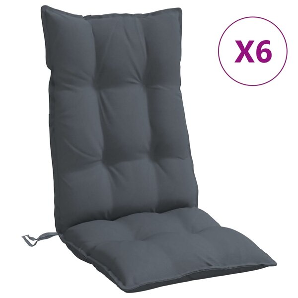 vidaXL Coussins de chaise à dossier haut lot de 6 anthracite