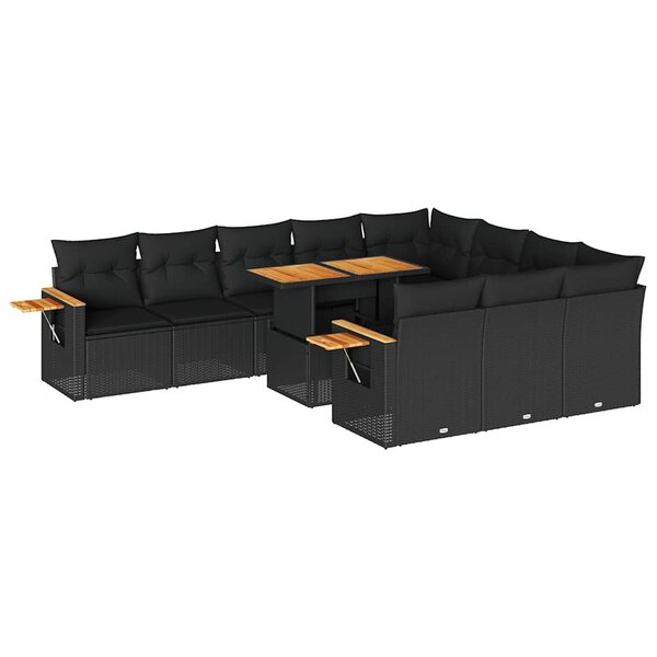 vidaXL Ensemble de canapés de jardin 11 Pièces et coussins rotin acacia