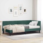 vidaXL Cadre de lit d'angle avec matelas Autre 2 Pièces Vert Velours
