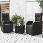 vidaXL Ensemble de salon de jardin 3 Pièces noir poly rotin et acier