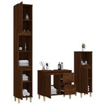vidaXL Ensemble d'armoires de salle de bain 3 Pièces chêne marron