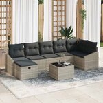 vidaXL Ensemble de canapé de jardin 8 Pièces Gris clair 55 x 62 x 69 cm