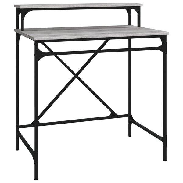 Bureau table poste de travail meuble d'ordinateur informatique étude sonoma 80 x 50 x 90 cm bois d'ingénierie et fer gris 02_0023965