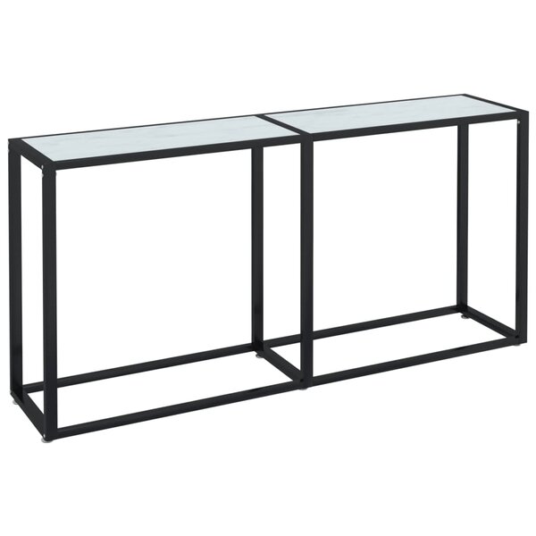 vidaXL Table console Marbre blanc 160x35x75 5 cm Verre trempé