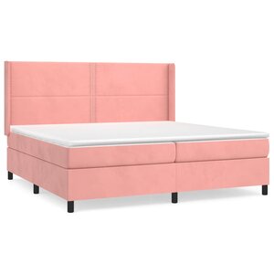 vidaXL Sommier à lattes de lit avec matelas Rose 200x200 cm Velours