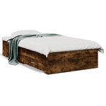 vidaXL Cadre de lit avec tiroirs sans matelas chêne fumé 75x190 cm