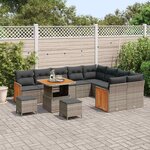 vidaXL Ensemble de canapé de jardin 12 Pièces Gris Gris foncé polyrotin