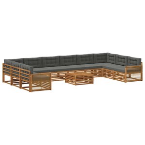 vidaXL Ensembles de canapés avec coussin 11 Pièces Bois d'Acacia Massif