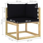 Vidaxl salon de jardin 9 pièces avec coussins bois de pin imprégné