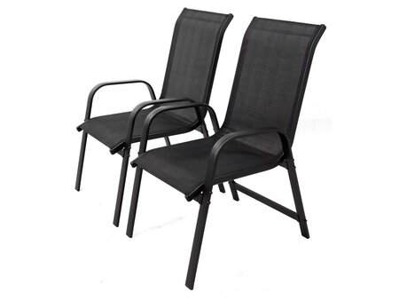 Lot de 2 fauteuils de jardin "Porto" alu/textilène - Noir