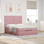 vidaXL Cadre de lit ottoman avec matelas rose 140x190 cm velours