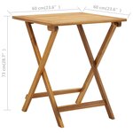 vidaXL Meuble de bistro pliable 3 Pièces et coussins Bois d'acacia solide