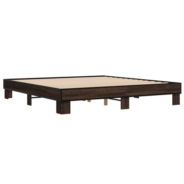 vidaXL Cadre de lit chêne marron 180x200 cm bois d'ingénierie et métal