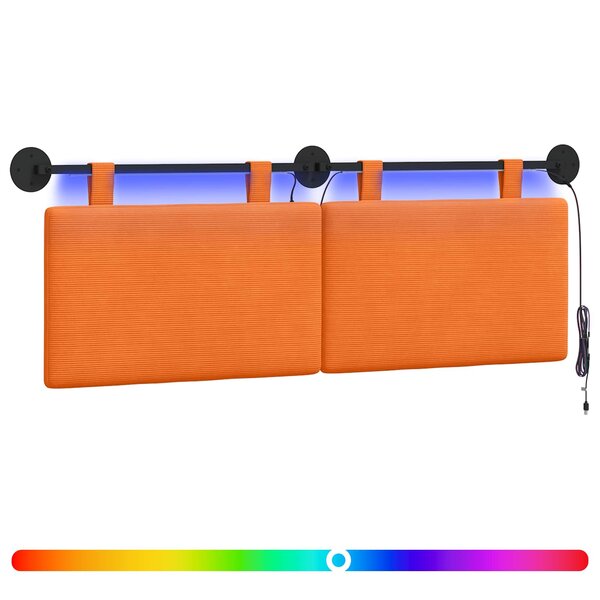 vidaXL Tête de lit suspendue Orange Tissu en velours côtelé