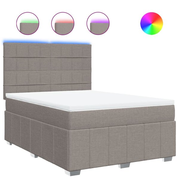 vidaXL Sommier à lattes de lit avec matelas Taupe 160x200 cm Tissu