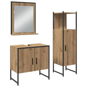 vidaXL Ensemble de mobilier de salle de bain avec porte 3 Pièces Marron
