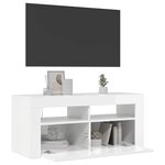 vidaXL Meuble TV avec lumières LED blanc brillant 90x35x40 cm