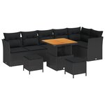 vidaXL Ensemble de canapé de jardin 9 Pièces Noir polyrotin