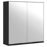 vidaXL Armoire à miroir de salle de bain noir bois d’ingénierie