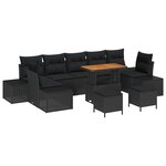 Ensemble de canapé de jardin 10 pièces avec coussins  noir  poly rattan  acacia