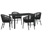 vidaXL Ensemble de salle à manger pour jardin 5 Pièces Noir Poly rotin