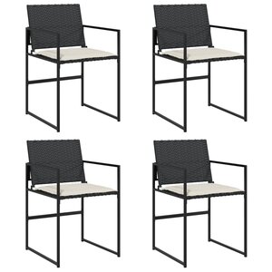 vidaXL Chaises de jardin lot de 4 avec coussins noir résine tressée