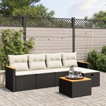 vidaXL Salon de jardin 6 Pièces avec coussins noir résine tressée