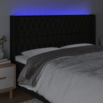 vidaXL Tête de lit à LED Noir 183x16x118/128 cm Tissu