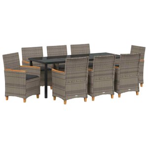 vidaXL Ensemble de salle à manger pour jardin 9 Pièces Gris polyrotin