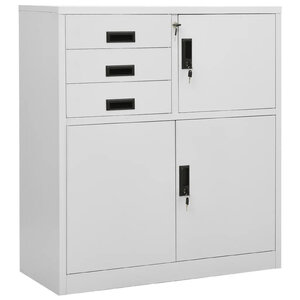 Armoire de bureau rangement avec étagère réglable 90 x 40 x 102 cm en acier gris clair 02_0046904