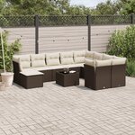 vidaXL Salon de jardin et coussins 11 Pièces marron résine tressée