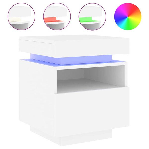vidaXL Armoire de chevet avec lumières LED blanc 40x39x48 5 cm