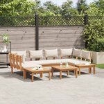 vidaXL Ensemble de banc de jardin avec coussin 4 Pièces Marron et Crème