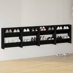 vidaXL Armoires à chaussures murales 4 Pièces noir bois d'ingénierie
