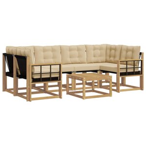 vidaXL Ensemble de canapés d'extérieur 7 Pièces Blanc et Beige