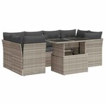 vidaXL Salon de jardin avec coussins 7 Pièces gris clair résine tressée