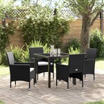 vidaXL Ensemble de salle à manger pour jardin 5 Pièces Noir Poly rotin