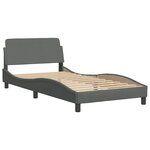vidaXL Cadre de lit sans matelas Hanko gris foncé 100x200 cm tissu