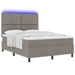 vidaXL Lit à ressorts avec matelas avec LED Taupe 160 x 200 cm tissu